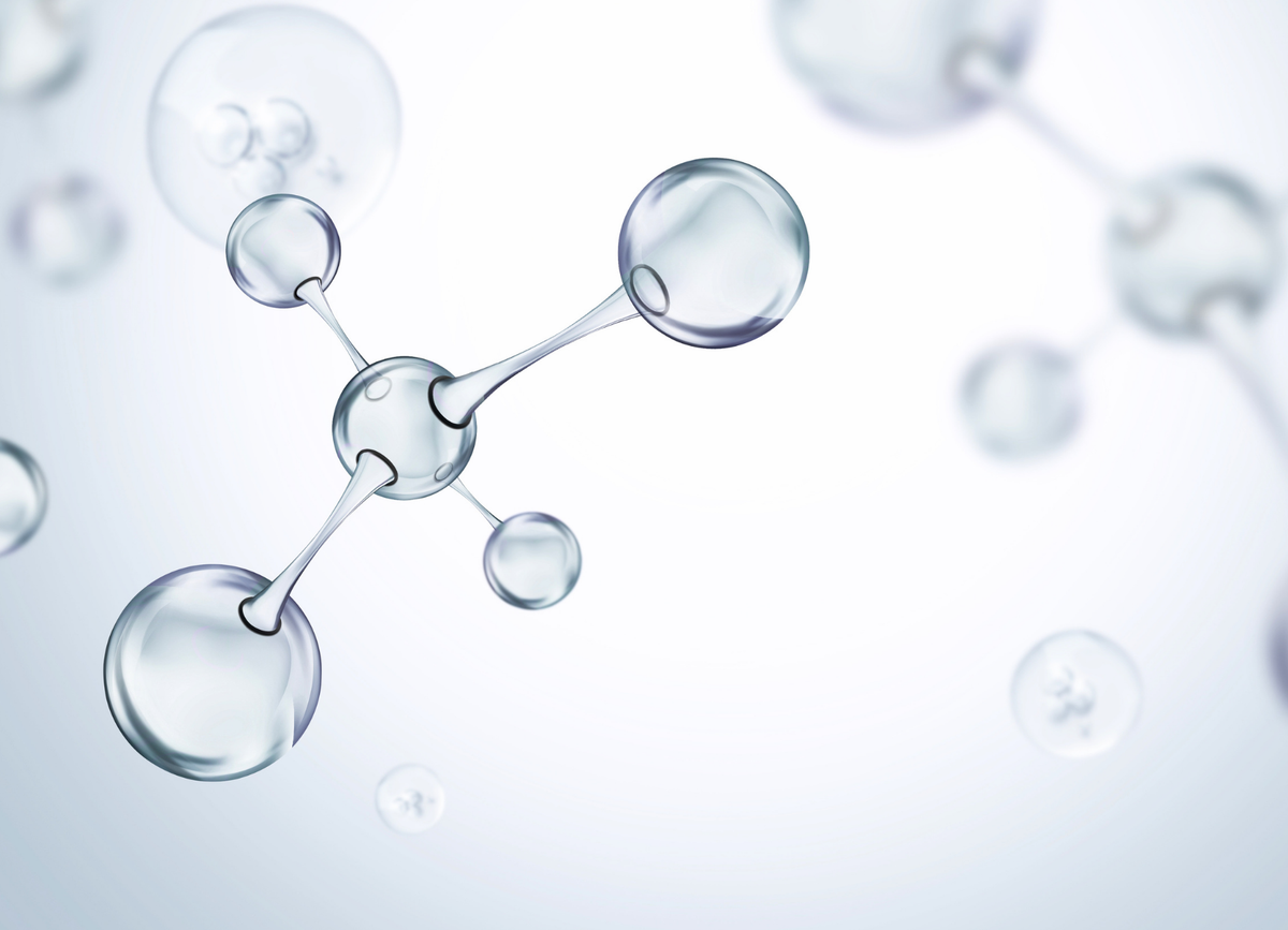 transparent molecules on a white background