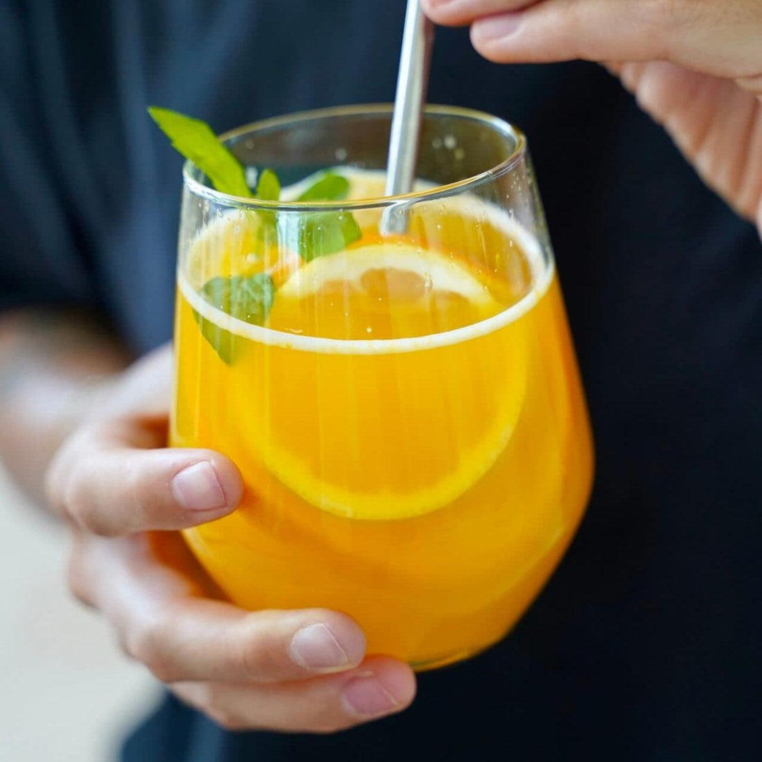 Collagen peptides with vitamin C-rich fruits including oranges